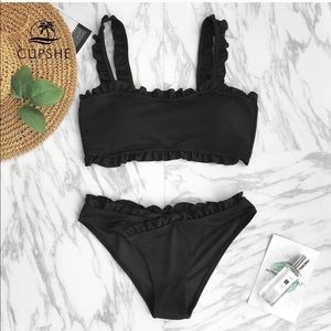 Cupshe black ruffle bikini